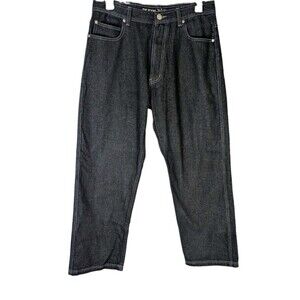 RK Icon Men's Y2K Black Contrast Stitch Straight Leg Jeans 36x32 (Measures 34)